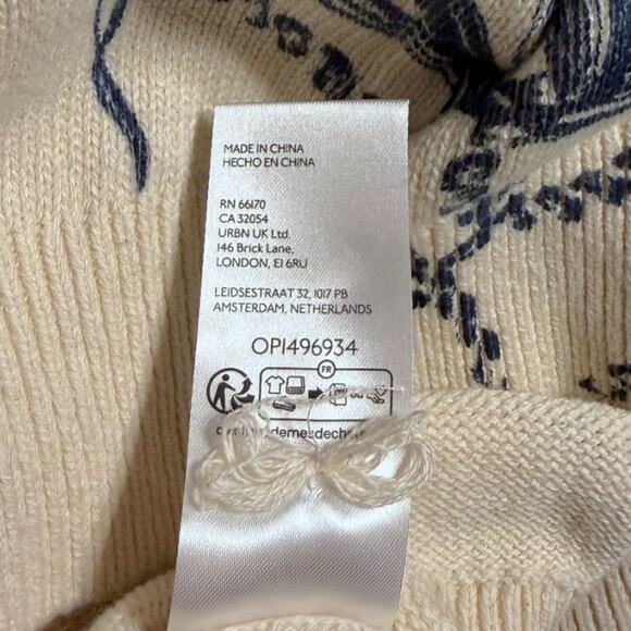 Anthropologie Pilcro Knit Halter Sweater Tank Women’s 2X Floral Motif Cream Navy - Picture 7 of 7